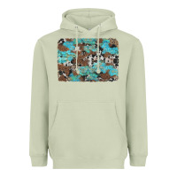 Matcha western cowhide and leopard with turquoise background Heavyweight Hoodie - Artiststas