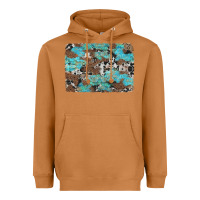 Meerkat western cowhide and leopard with turquoise background Heavyweight Hoodie - Artiststas