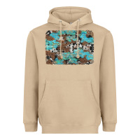 Mushroom western cowhide and leopard with turquoise background Heavyweight Hoodie - Artiststas