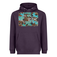 Plum western cowhide and leopard with turquoise background Heavyweight Hoodie - Artiststas