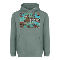 Western Cowhide And Leopard With Turquoise Background Heavyweight Hoodie | Teevron