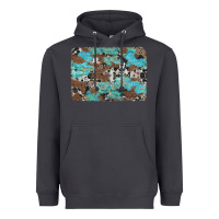 Smoke western cowhide and leopard with turquoise background Heavyweight Hoodie - Artiststas