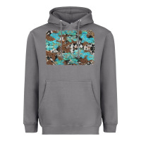 Storm western cowhide and leopard with turquoise background Heavyweight Hoodie - Artiststas