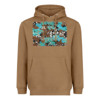 Toasted Coconut western cowhide and leopard with turquoise background Heavyweight Hoodie - Artiststas