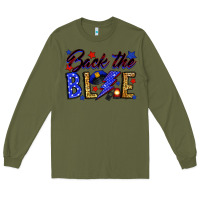 Army Green Back the blue with lightning bolt Long Sleeve Tee - Neo Western