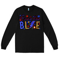 Black Back the blue with lightning bolt Long Sleeve Tee - Neo Western