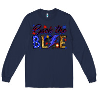 Navy Back the blue with lightning bolt Long Sleeve Tee - Neo Western