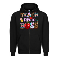 Black teach like a boss Zipper Hoodie - AdoDesignShop