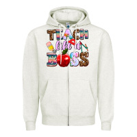 Oatmeal Heather teach like a boss Zipper Hoodie - AdoDesignShop