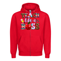 Red teach like a boss Zipper Hoodie - AdoDesignShop