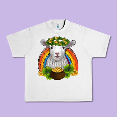 St Patricks Day Baby Sheep Shamrocks Gold Rainbow Urban Heavy Tee Designed By Ranaportraitstore