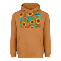 Meerkat sunflower turquoise and  leather background Heavyweight Hoodie - Artiststas