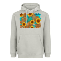 Moon Dust sunflower turquoise and  leather background Heavyweight Hoodie - Artiststas