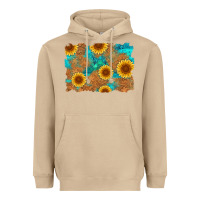 Mushroom sunflower turquoise and  leather background Heavyweight Hoodie - Artiststas