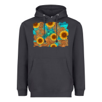 Smoke sunflower turquoise and  leather background Heavyweight Hoodie - Artiststas