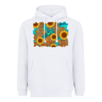 White sunflower turquoise and  leather background Heavyweight Hoodie - Artiststas