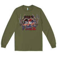 Army Green Born to be free 4th of July Long Sleeve Tee - CowGirlArtShop