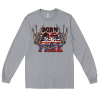 Heather Grey Born to be free 4th of July Long Sleeve Tee - CowGirlArtShop