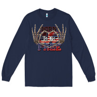 Navy Born to be free 4th of July Long Sleeve Tee - CowGirlArtShop