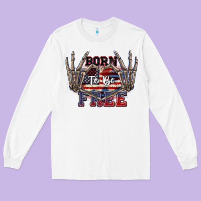 Born To Be Free 4th Of July Long Sleeve Tee Designed By Cowgirlartshop