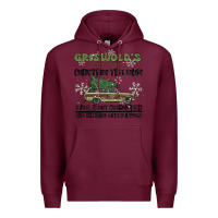 Burgundy christmas tree farm Premium Hoodie - MaliasSmallBusiness