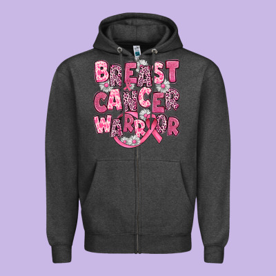 Breast Cancer Warrior Zipper Hoodie Designed By Jahusdesignshop