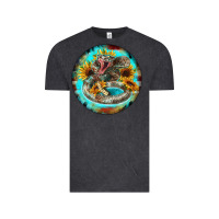 Vintage Black rattlesnake and sunflower Vintage Tee - BarkalooDesign