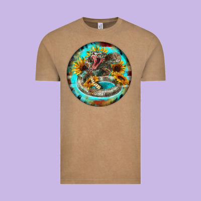 Rattlesnake And Sunflower Vintage Tee Designed By Barkaloodesign