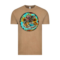 Vintage Coffee rattlesnake and sunflower Vintage Tee - BarkalooDesign