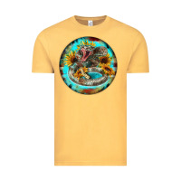Vintage Mustard rattlesnake and sunflower Vintage Tee - BarkalooDesign
