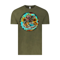 Vintage Olive rattlesnake and sunflower Vintage Tee - BarkalooDesign
