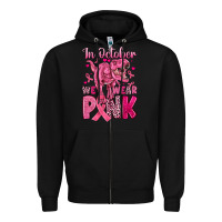 Black in october we wear pink dinosaur Zipper Hoodie - JahusDesignShop