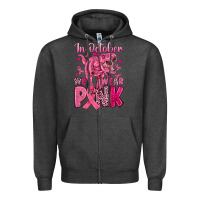 Charcoal Heather in october we wear pink dinosaur Zipper Hoodie - JahusDesignShop