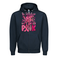 Navy in october we wear pink dinosaur Zipper Hoodie - JahusDesignShop