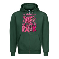 Sports Green in october we wear pink dinosaur Zipper Hoodie - JahusDesignShop