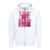 White in october we wear pink dinosaur Zipper Hoodie - JahusDesignShop