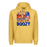 Antique Gold red white boozy Premium Hoodie - NancyCooperArtShop
