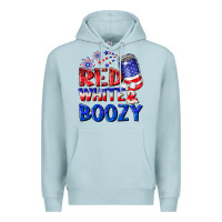 Blue Mist red white boozy Premium Hoodie - NancyCooperArtShop