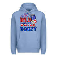 Colony Blue red white boozy Premium Hoodie - NancyCooperArtShop