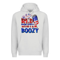 Dove Grey red white boozy Premium Hoodie - NancyCooperArtShop
