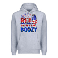 Heather Grey red white boozy Premium Hoodie - NancyCooperArtShop