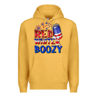 Mustard red white boozy Premium Hoodie - NancyCooperArtShop