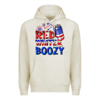 Oatmeal Heather red white boozy Premium Hoodie - NancyCooperArtShop