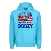 Ocean Blue red white boozy Premium Hoodie - NancyCooperArtShop