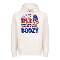 Pale Pink red white boozy Premium Hoodie - NancyCooperArtShop
