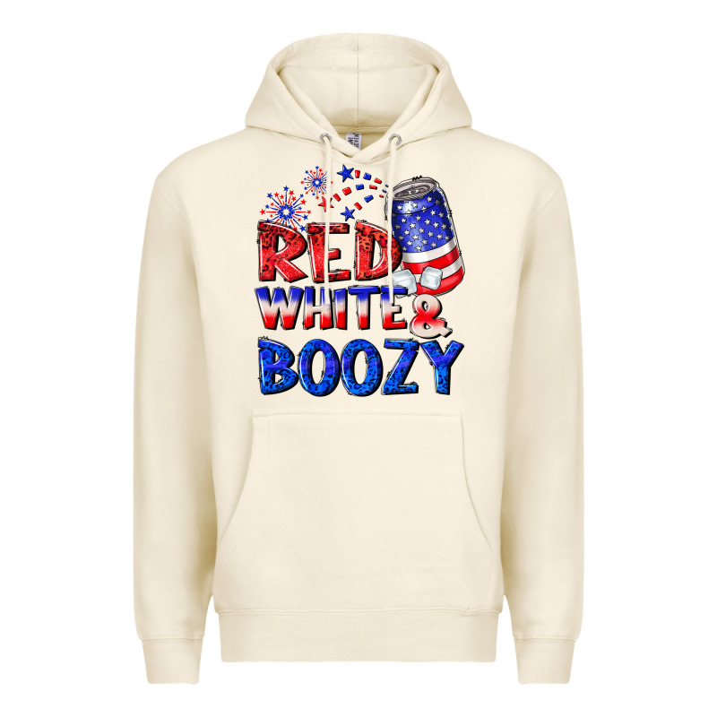 Red White Boozy Premium Hoodie by NancyCooperArtShop | Teevron