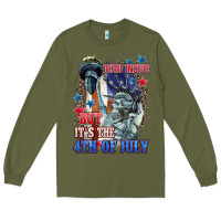 Army Green Dead inside but it's the 4th of July Long Sleeve Tee - CowGirlArtShop