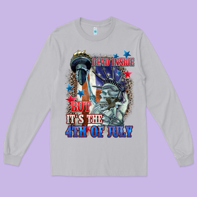 Dead Inside But It's The 4th Of July Long Sleeve Tee Designed By Cowgirlartshop