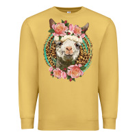 Antique Gold western llama and roses Premium Sweatshirt - LillyAllenDesigns