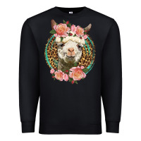 Black western llama and roses Premium Sweatshirt - LillyAllenDesigns
